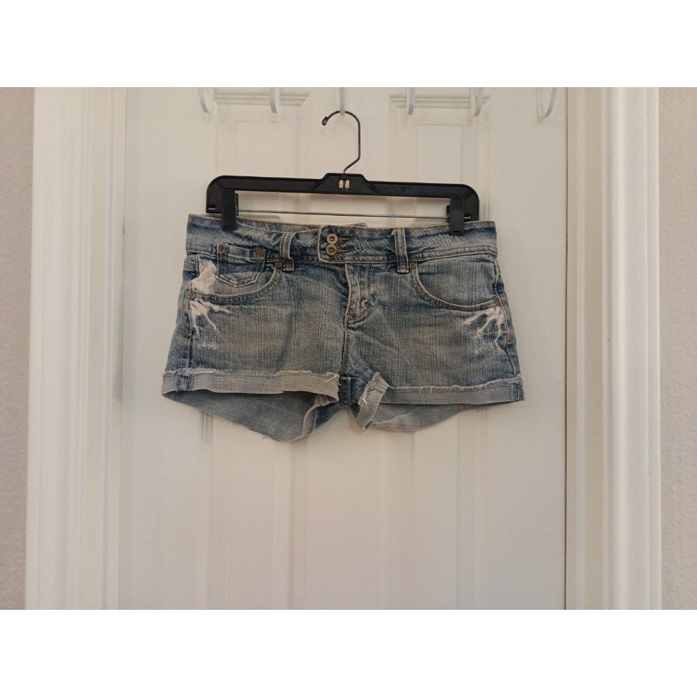 Women's Bongo Distressed Rolled Cuff Bleached Jean Shorty Shorts Size 7